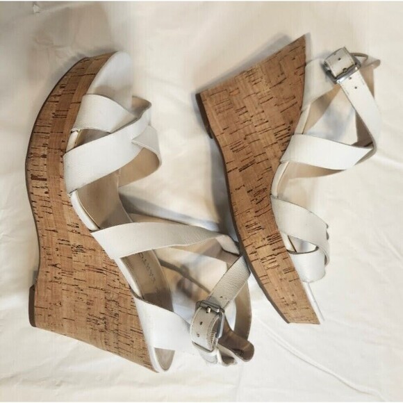 Franco Sarto Women's Cork Wedge Sandal White Size 7 - Picture 4 of 9